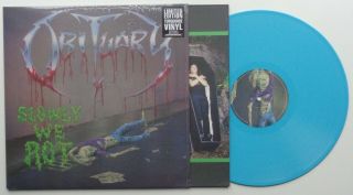 Kr2 Obituary Slowly We Rot Turquoise Vinyl Lp 300 Made 2 Bonus Tracks