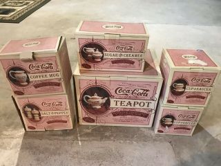Coca - Cola 1998 Tea Pot,  Mug,  Cup & Saucer,  Salt&pepper,  Sugar&cream Victorian Series