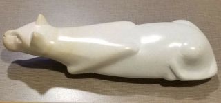Hand Carved Natural White Soap Stone African Lion Lioness Kenya 8 "