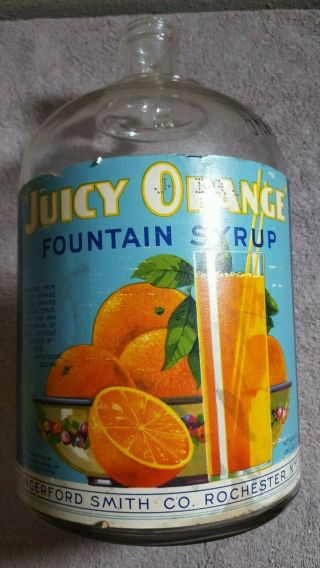 Vintage Juicy Orange Syrup Gallon Glass Jug
