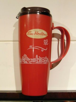 Tim Hortons Red Plastic Insulated Travel Mug