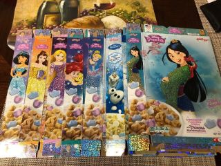 Kelloggs Disney Princess Cereal Empty Boxes,  Frozen,  Mulan,  Cinderella Etc.