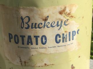 Rare Vintage Buckeye Potato Chip Advertising Tin 11 1/4” 3