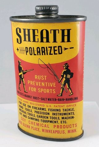 Vintage Sheath Polarized Oil Tin 3 Oz.  Firearms,  Fishing Tackle & Camping
