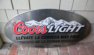 2009 Old Stock Coors Light Spanish Cerveza Beer In Town Tin Sign Golden Co.