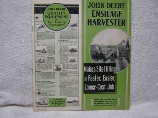 Antique 1937 John Deere Tractor Co Ensilage Harvester Brochure