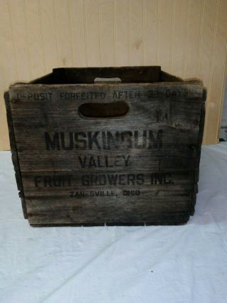 Antique Muskingum Valley Fruit Growers Wood Crate Box Zanesville Ohio