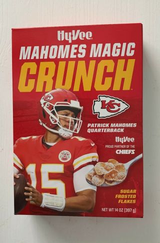 Patrick Mahomes Magic Crunch Cereal.  Hyvee Kansas City Chiefs