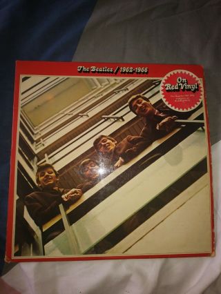 The Beatles Red Album Double Vinyl Lp Album,  2 Side 3 Stickers Rare
