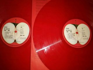 The Beatles Red Album Double Vinyl LP Album,  2 side 3 stickers RARE 4