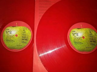 The Beatles Red Album Double Vinyl LP Album,  2 side 3 stickers RARE 5