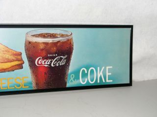 COCA COLA SIGN Authentic 1960 ' s CARDBOARD GRILLED CHEESE & COKE Newly FRAMED 4