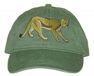 Mountain Lion Embroidered Cotton Cap Puma Cougar Panther