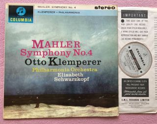 Schwarzkopf & Klemperer Mahler No.  4 Orig Columbia B/s Sax 2441 Uk - 1962 Lp Ex,