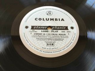 SCHWARZKOPF & KLEMPERER Mahler No.  4 ORIG Columbia B/S SAX 2441 UK - 1962 LP EX, 3