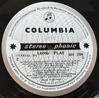 BIRGIT NILSSON & HOTTER Wagner Duets ORIG Columbia B/S SAX 2296 UK - 1958 LP EX 5