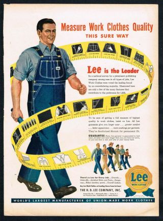Lee Work Clothes Ad Denim Industrial Ad 1940s Vintage Print Ad Retro