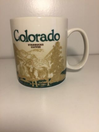 Starbucks Colorado Coffee Mug Skier And Ram Collector Series 16 Oz 2011