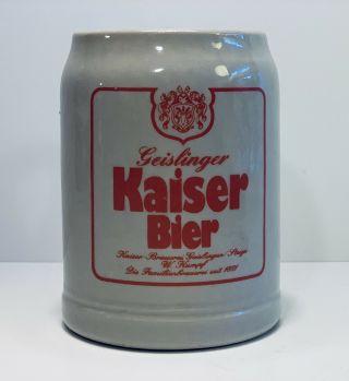 Geislinger Kaiser Bier 0.  5 Liter Stoneware Stein / Tankard Red Graphics / Logo