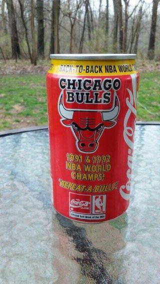Chicago Bulls Coca Cola Nba World Champs Coke Can Back To Back Vintage 1991 1992