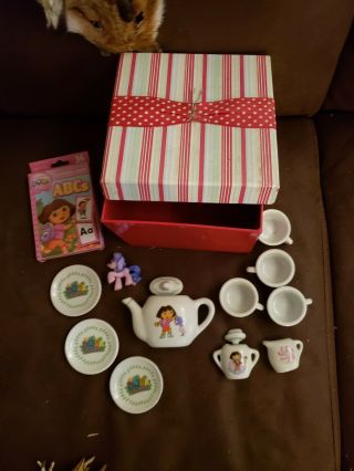 Dora The Explorer Porcelain Mini Tea Set & Learning Cards