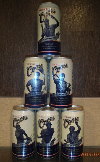 6 Different Cans Of Coors Baseball Heros Set Beer Cans Colorado Bttm Open Mlb