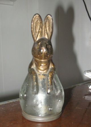Antique Victory Glass Rabbit Candy Container W/ Lid