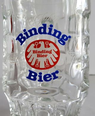 Binding Bier Vintage 1970 German Beer Glass Mug Germany 100 Jahre 0.  4l Italy