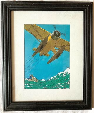 Framed Tintin Print: Plane From Crab With Golden Claws - Herge A4 Size Poster