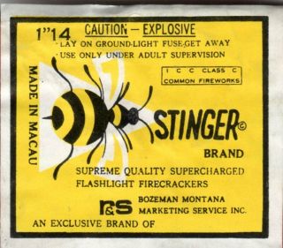 Stinger Brand Firecracker Label,  1 - Inch,  C4,  14 