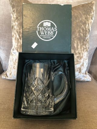 Thomas Webb Crystal Tankard Ale Beer Glass Vintage Gift Box