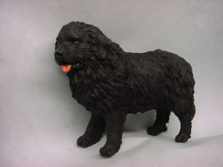 Newfoundland Dog Hand Painted Figurine Black Puppy Collectible Resin Statue