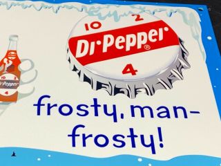 Vintage Dr.  Pepper Dog " Frosty Man Frosty " 12 " X 8 " Heavy Metal Sign Gas & Oiil