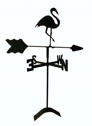 Flamingo Weathervane Black Wrought Iron Look Roof Mount Made In Usa Tls1019rm