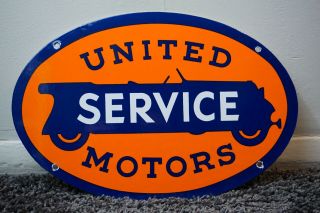 Vintage United Service Motors Gas Oil Porcelain Metal Sign Station Pump Plate