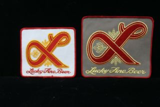 Advertising Beer Patch Lucky Lager X2 Different Large Size