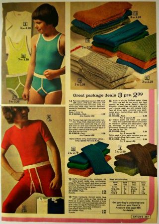 1972 Vintage PAPER PRINT AD 2 - pg pullover sweater socks top briefs underwear 2