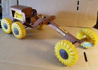 Vintage Structo Road Grader With Yellow Wheels And Engine