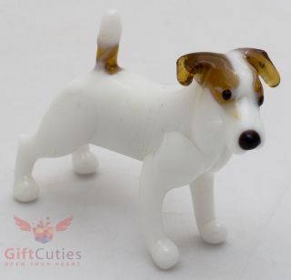 Art Blown Glass Figurine Of The Jack Russell Terrier Dog