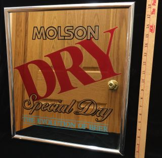 Molson Special Dry Beer Mirror Wall Hanging Vintage Framed Alcohol 18x16