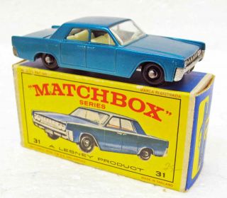 Lincoln Continental Aqua Matchbox 31c England Nmb