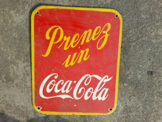 Porcelain Coca Cola Enamel Sign 12 " X 10 " Inches