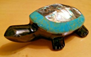 Stone Turtle Figurine With Mother Of Pearl Shell