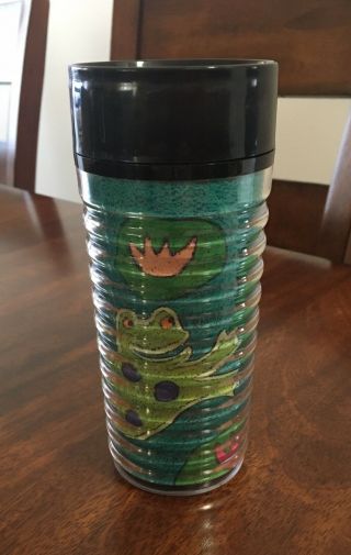 Starbucks 1999 Thermoserve Ribbed Travel Tumbler Water Lillies Frogs 12 Oz Nwt