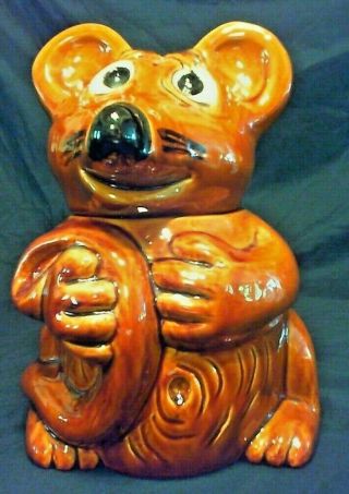Rare Vintage Large Brown Glazed Mouse Cookie Jar,  12 " Tall,  Japan Perfect
