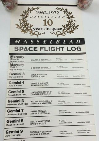 Rare Hasselblad 1962 - 1972 10 Years in Space Dealer Advertising Poster 37 