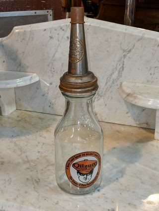 Vintage Duraglas Motor Oil Gas Service Station Bottle Master Spout Cap Oilzum