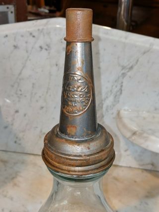 Vintage Duraglas motor oil gas service station bottle Master spout cap Oilzum 3
