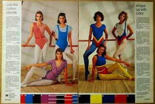 1985 Vintage Paper Print Ad 2 - Pg Women Fashion Leotard Tights Short Shirt Briefs