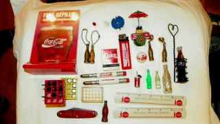 Vintage Coca Cola Memorabilia Collectibles Pencils Pocket Knife Marble Rulers